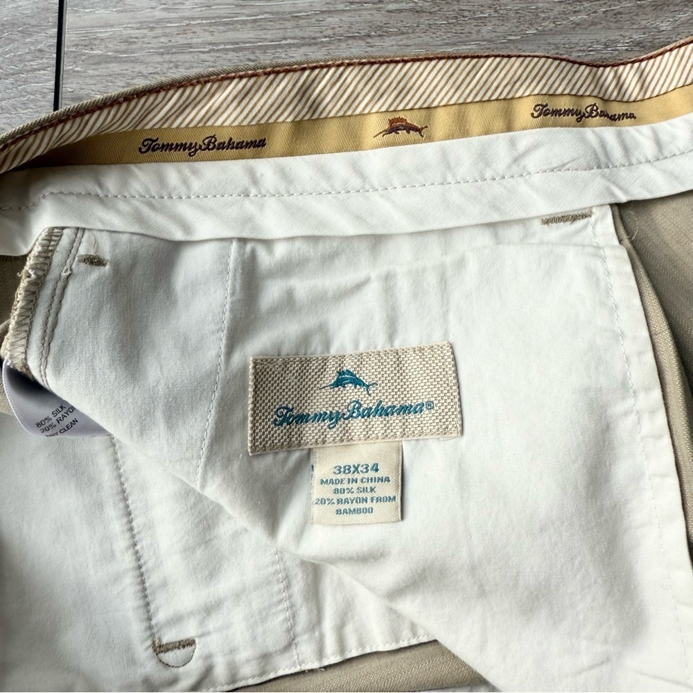 Tommy Bahama Tan Colour Silk Blend Trouser Dress Pants - Picture 7 of 14